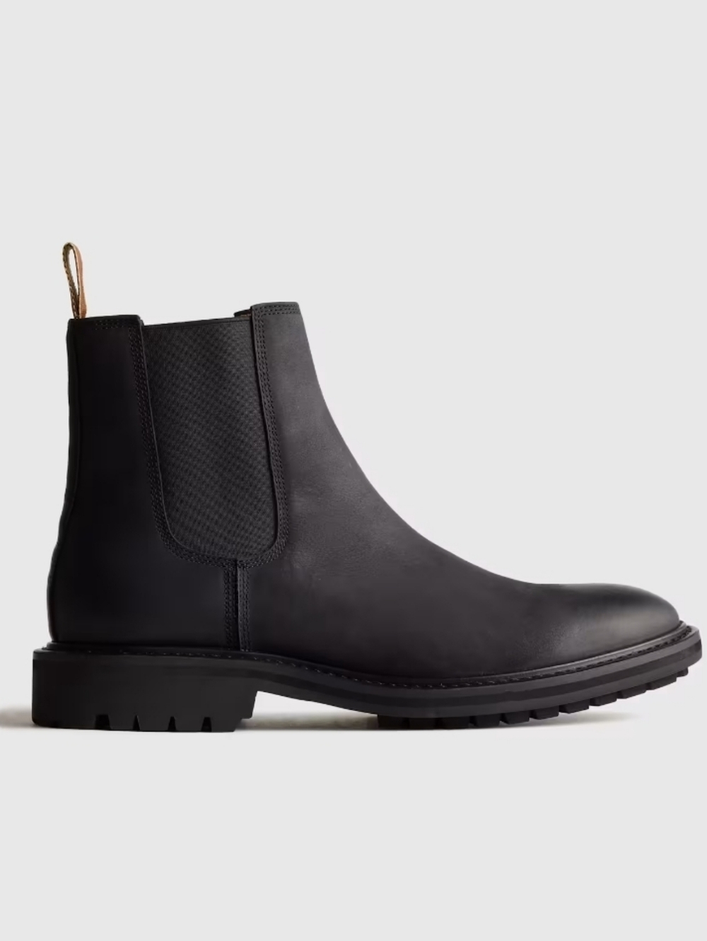 Quince Rugged Leather Lug Sole Chelsea Boot - matte black